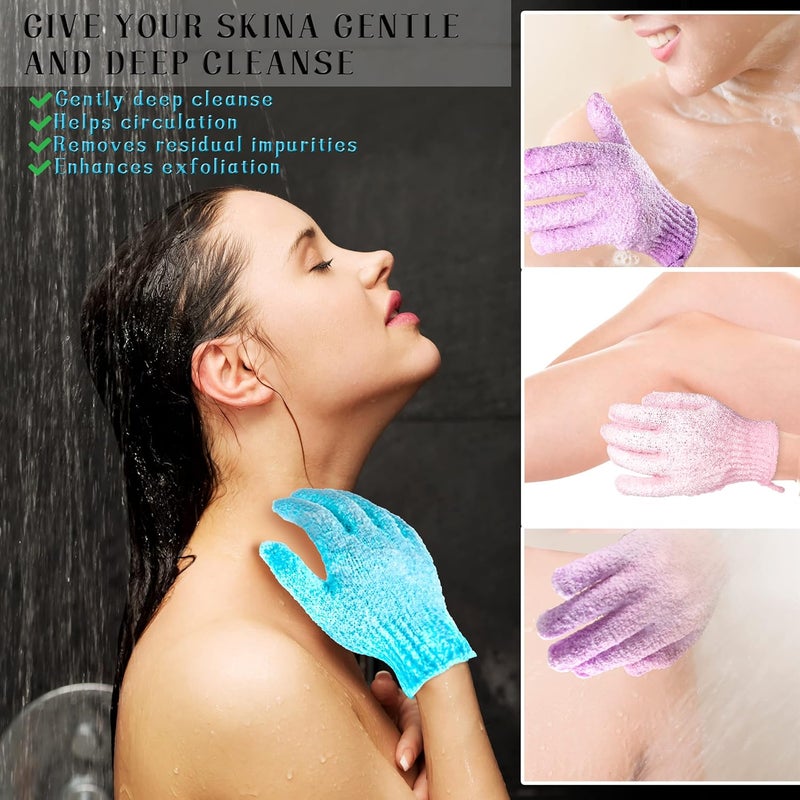 CVNDKN Shower Gloves,24 Pcs Exfoliating Bath Gloves,Body Scrub Gloves with Hanging Loop for Beauty Spa Massage Skin Shower Body Scrubber-12 Colors - Image 4